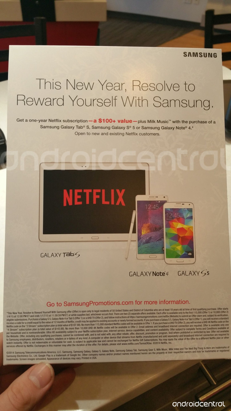 Samsung Netflix Offer Jan 2015