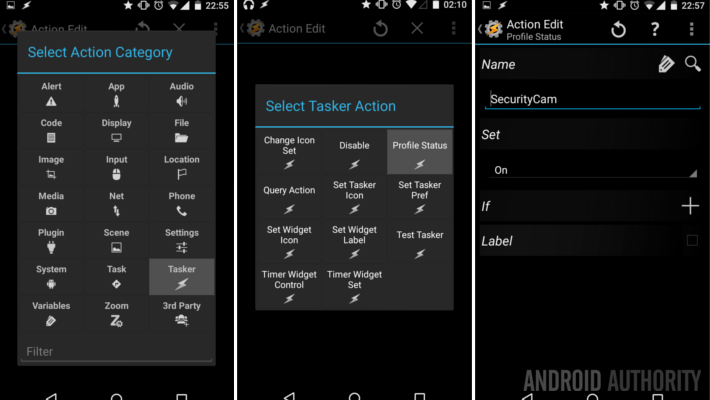 Tasker Intruder security SMS Task start Profile