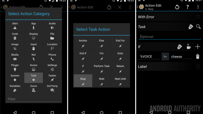 Tasker Task Stop If voice cheese