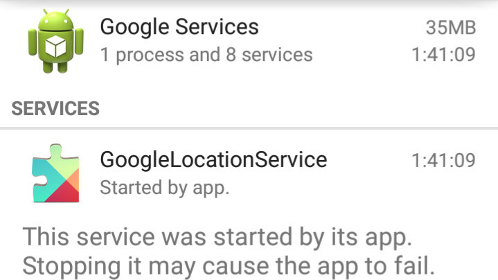 Android Settings App RAM Use Google Services