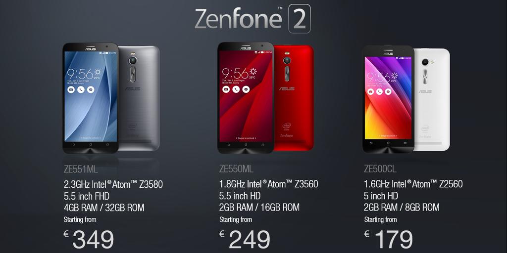ASUS Zenfone 2 Europe prices
