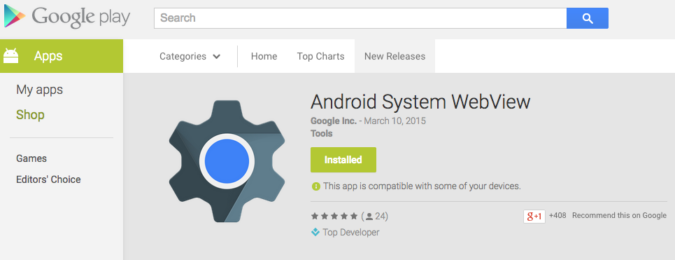 Google's WebView app now available for all Lollipop devices in the Play ...