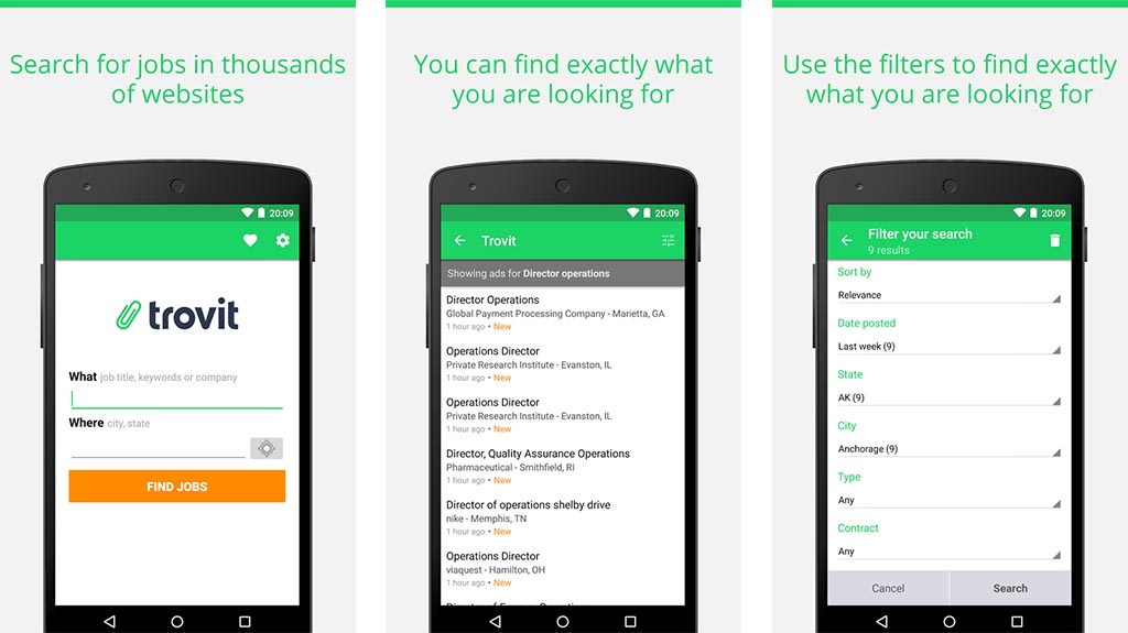 trovit best job search apps for Android