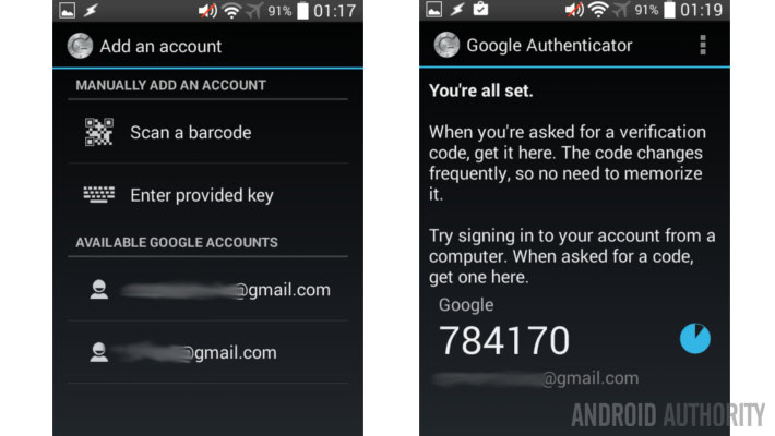 Google Authenticator first run