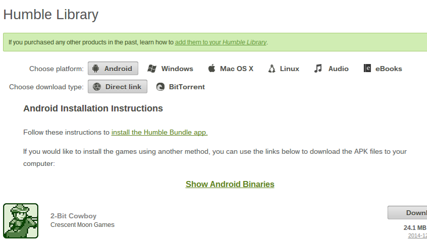 Humble Bundle Android apps apk library