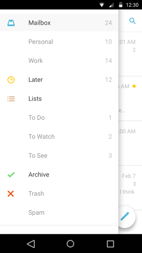 Mailbox for Android version 2.0.1 update brings a Material Design refresh