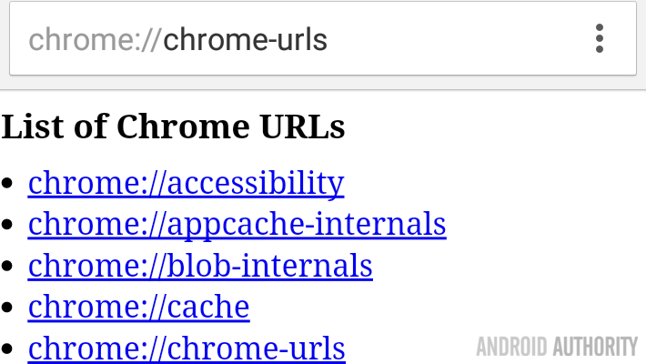 Chrome URLs
