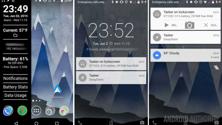 Tasker Task Notification Homescreen lock screen