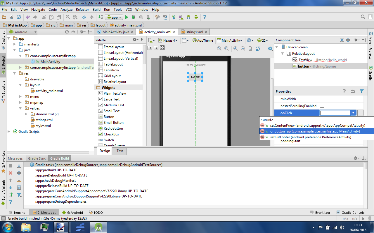 android-studio-set-onButtonTap