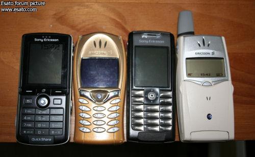 Sony Ericsson K750i (far left), SE T68i (middle left)