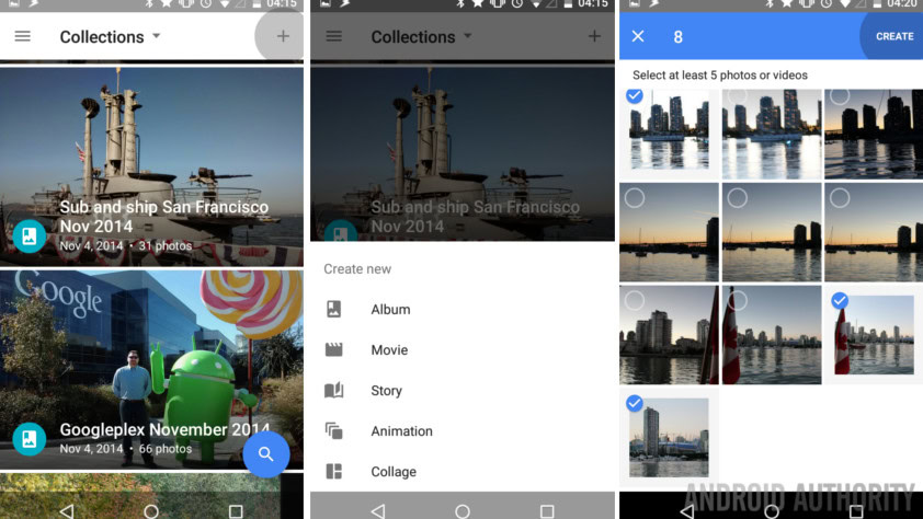 Google Photos create Story