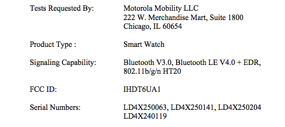 Motorola smartwatch FCC 2015