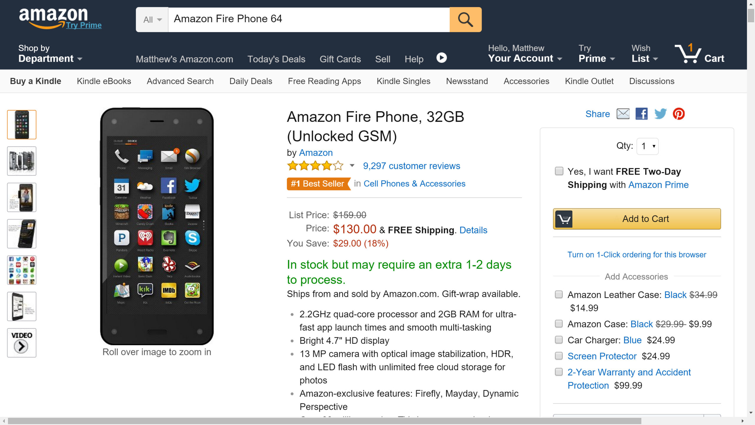 Amazon Fire Phone $130