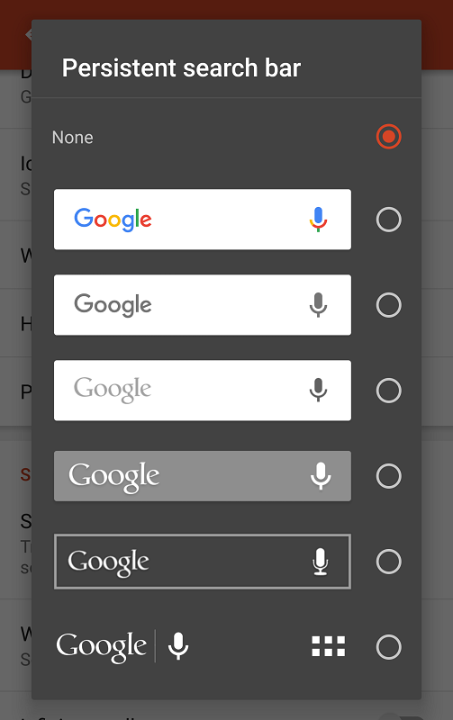 Nova Launcher search bars