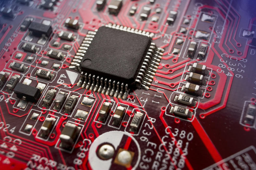 Circuit board with processor chip and solder