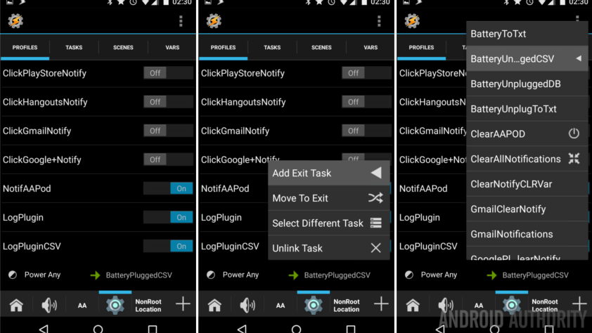 Tasker Battery Log Profile Exit Task