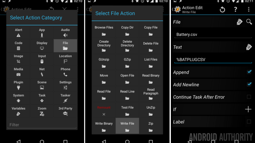 Tasker Battery Log Write File