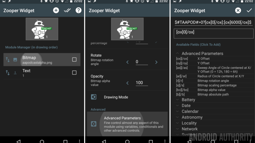 Zooper Widget AAPodcast bitmap advanced