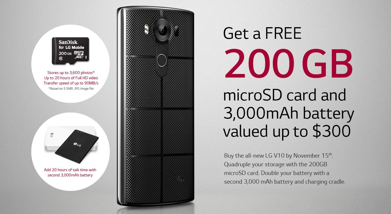 LG V10 free accessories deal