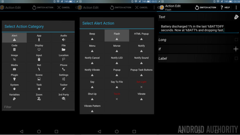 Tasker BatteryDrainAlarm Alert flash