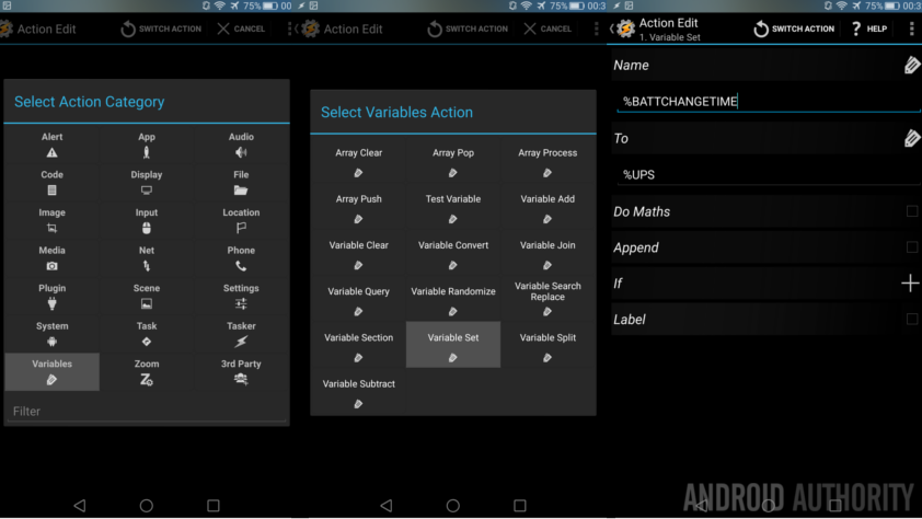 Tasker BatteryDrainAlarm var set ups