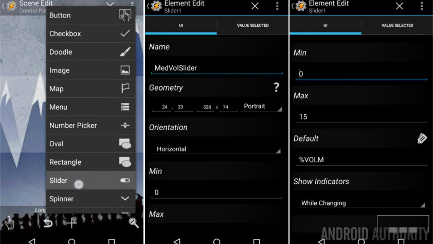 Tasker Scene Control Panel 3 slider