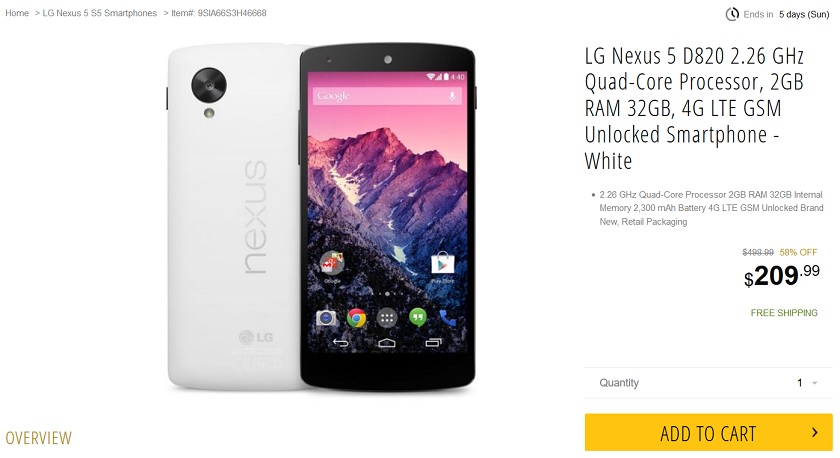 Nexus 5 Newegg deal