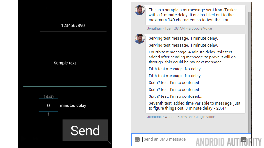 sennep meteor søn Schedule a delayed SMS message with Tasker - Android customization -  Android Authority