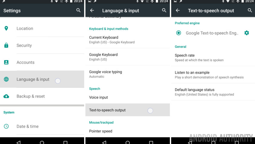 Google text to speech engine