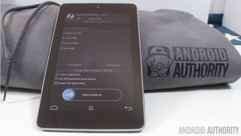 Nexus 7 Android Authority hoodie TWRP back up