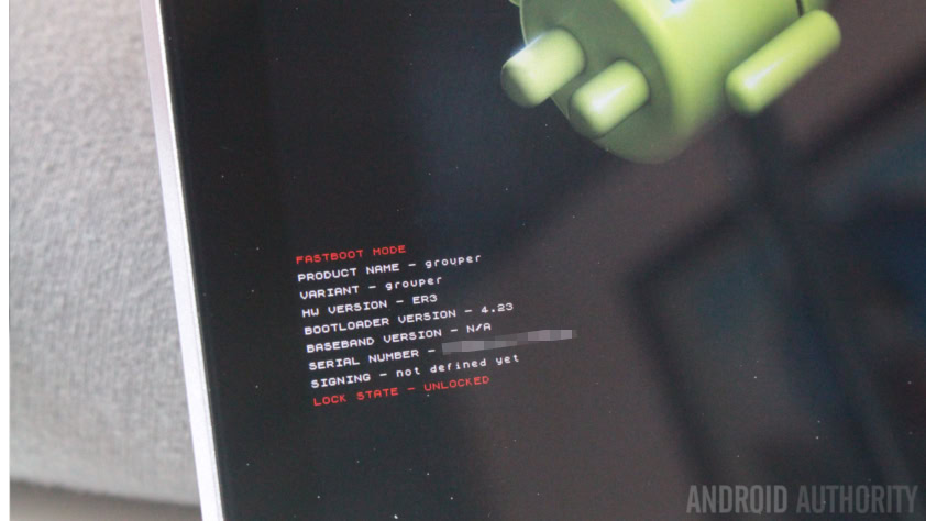 Nexus 7 Fastboot bootloader unlocked grouper