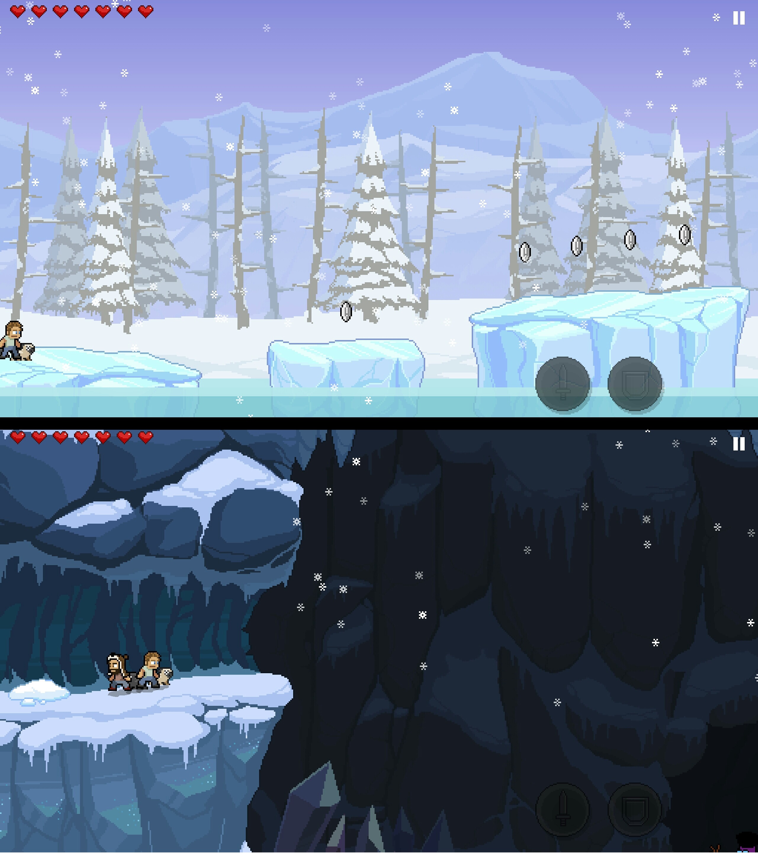 Two levels that have the same theme but create a very different 'mood' for the player.