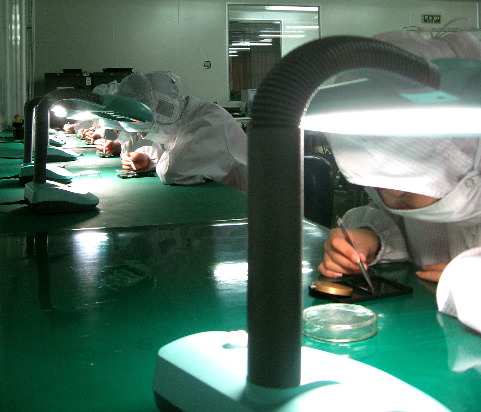 electronics factory workers