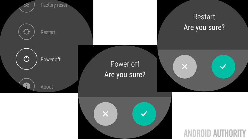Android Wear Power off options