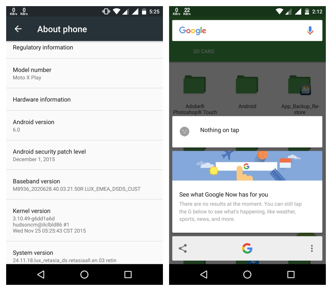 Moto X Play Marshmallow Google Now on Tap