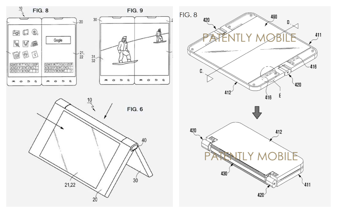 A group of black and white folding smartphone patents. 