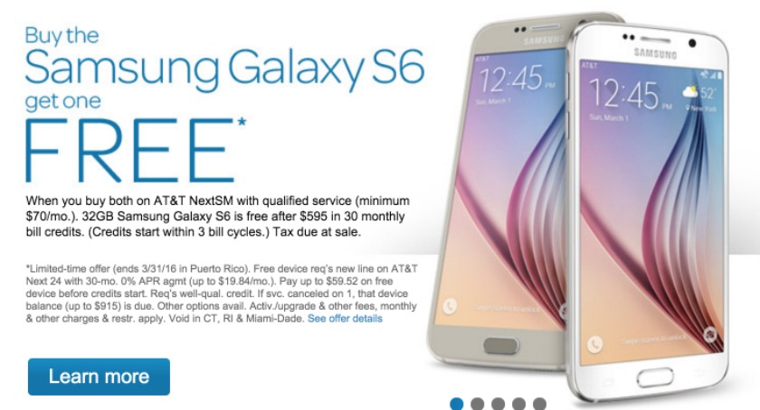 AT&amp;T free Galaxy S6 offer