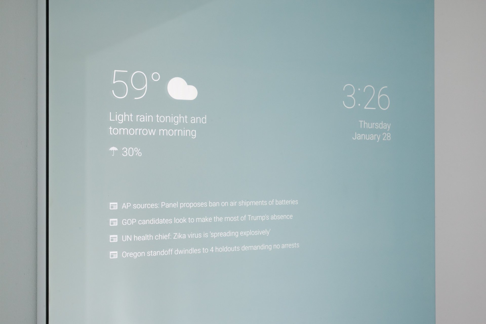 Smart Mirror Google Now 1