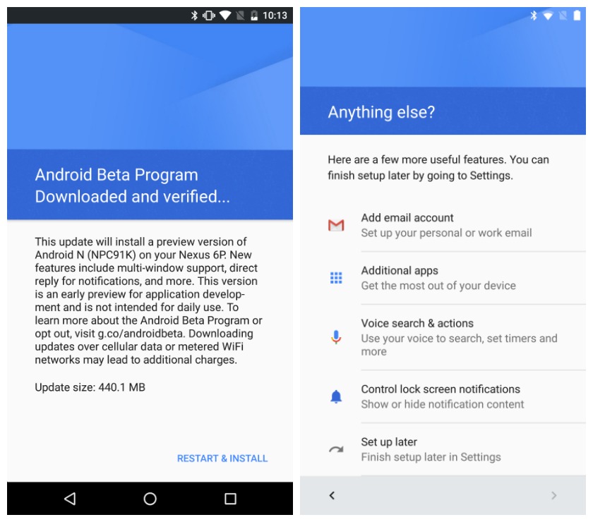 Android N Dveeloper Preview 2 Beta Program download anything else setup