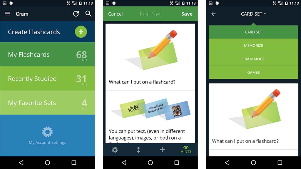Cram Flashcards - best study apps and homework apps for android