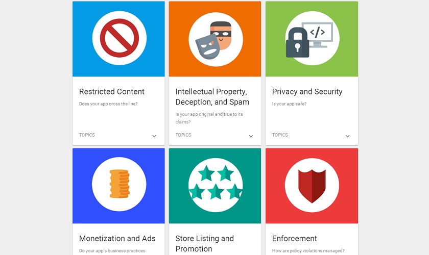 Google Play Store Policy Center new UI