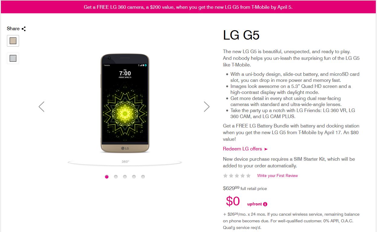 LG G5 T-Mobile orders live