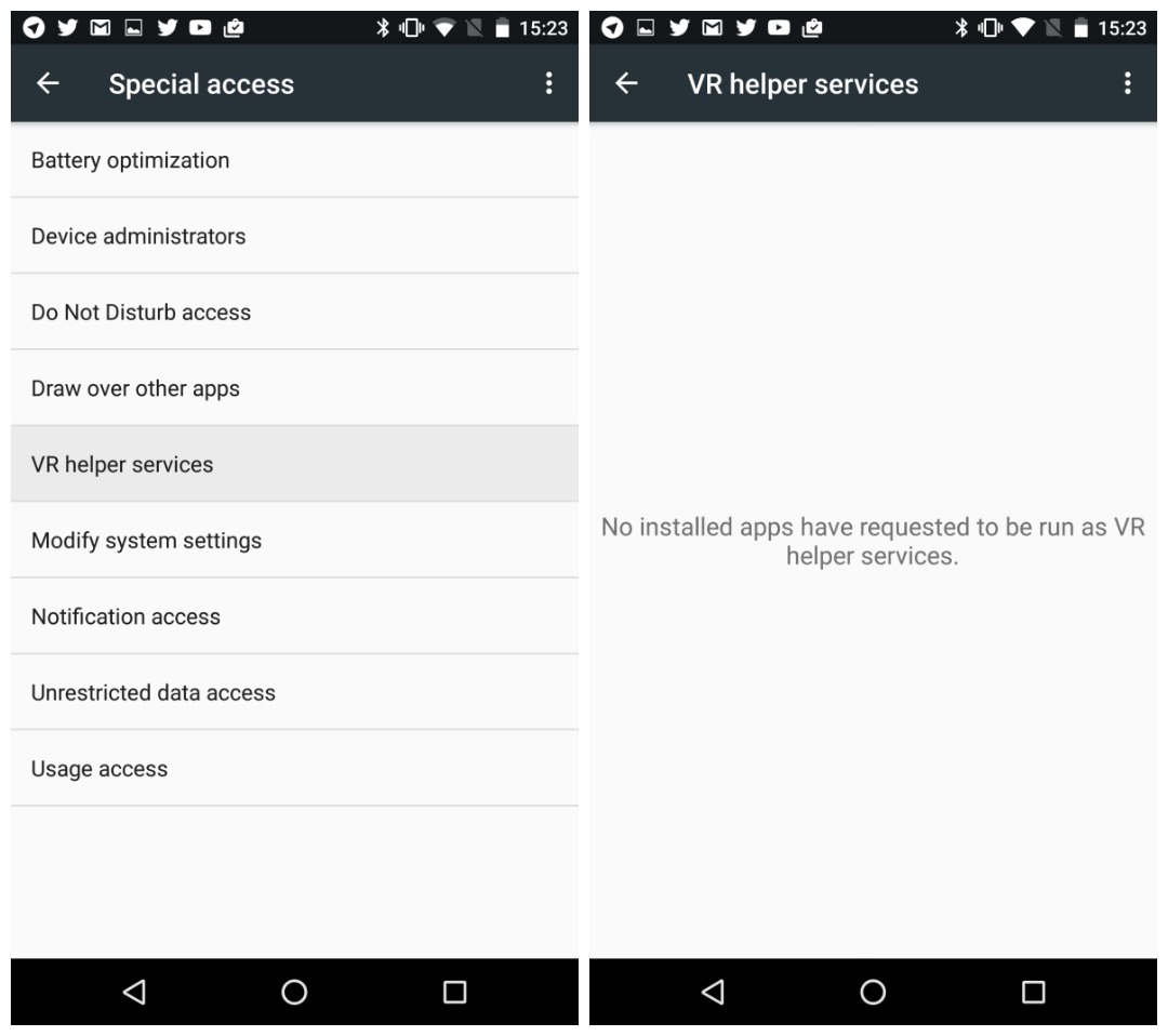 Android N Developer Preview 2 VR helper VR mode