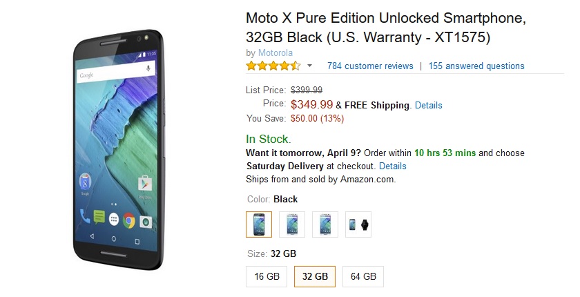 Moto x Pure Edition Amazon deal