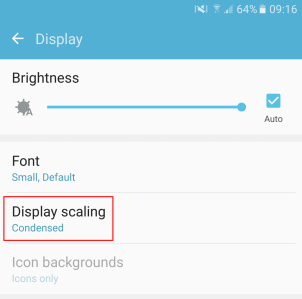 Samsung Galaxy S7 display scaling setting