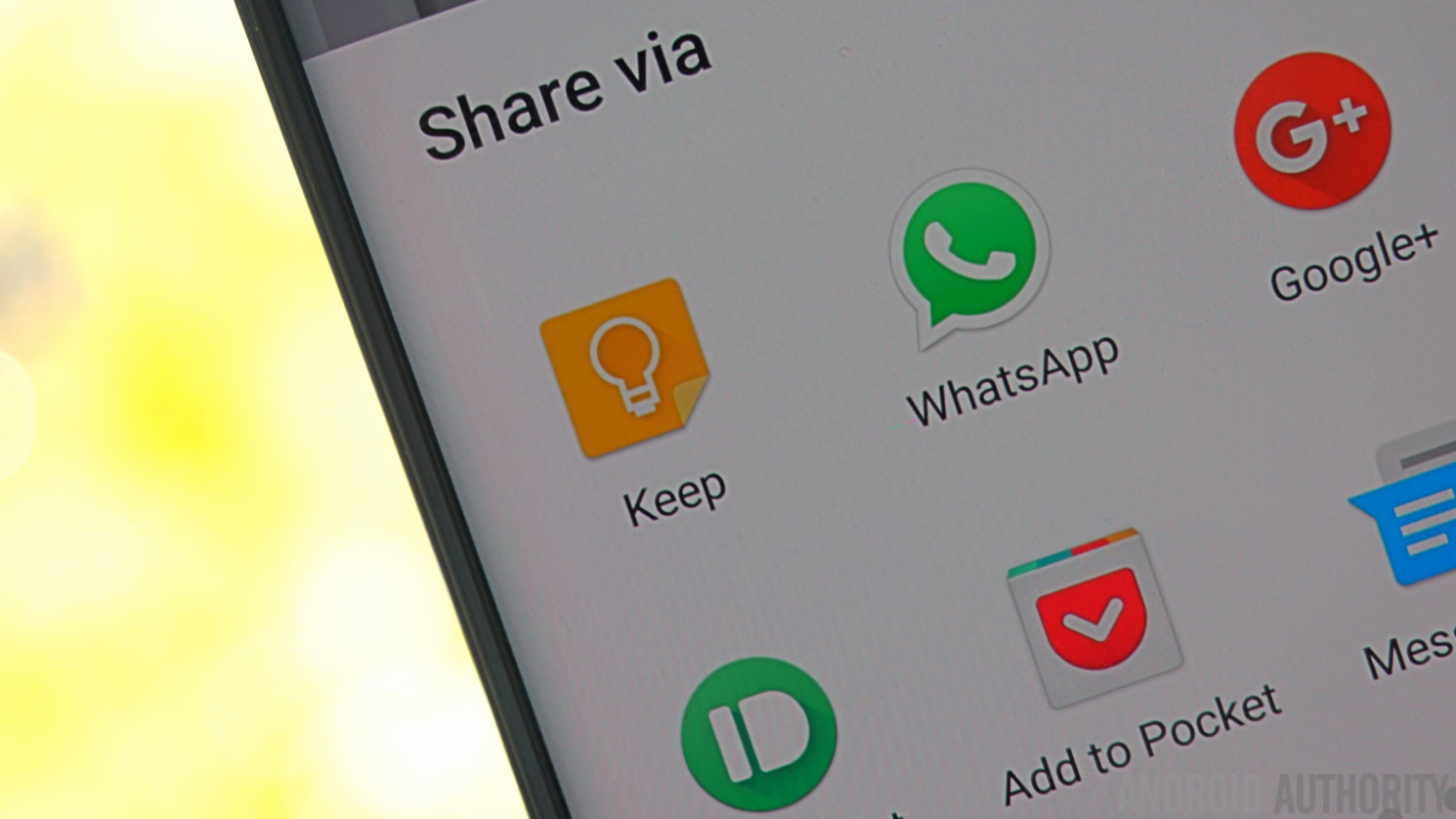 Share picker Google Keep Pushbullet Pocket WhatsApp