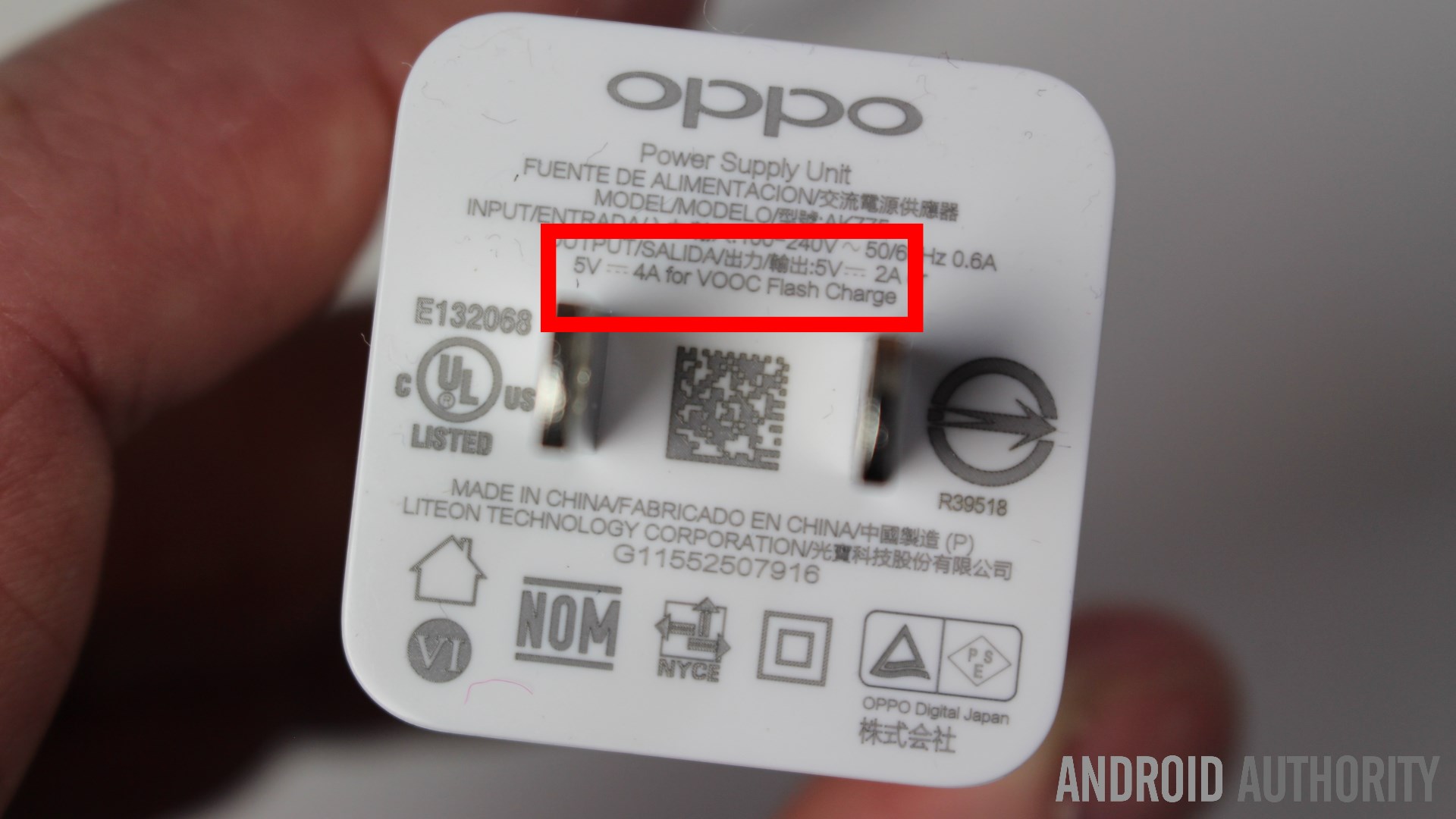 Writing on VOOC charger