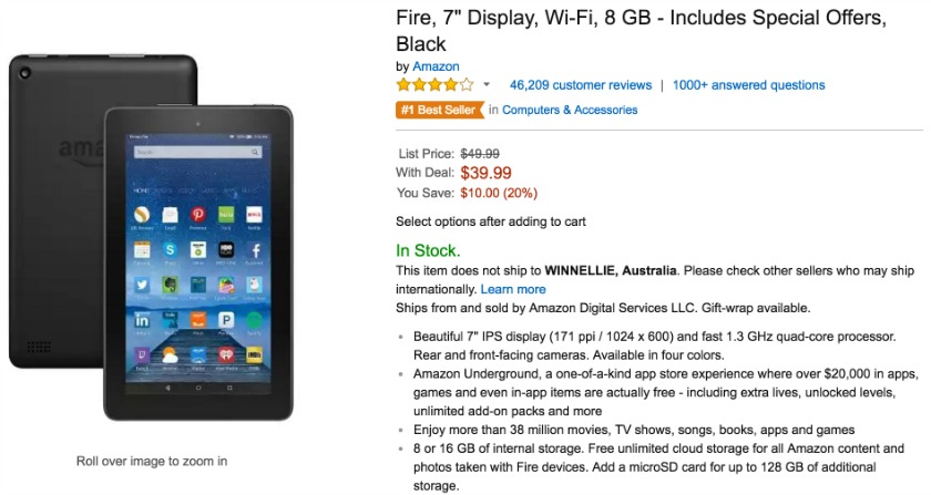 Amazon Fire tablet discount