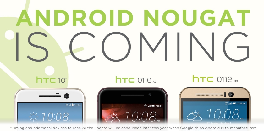 HTC 10 One M9 One A9 Android 7.0 Nougat update