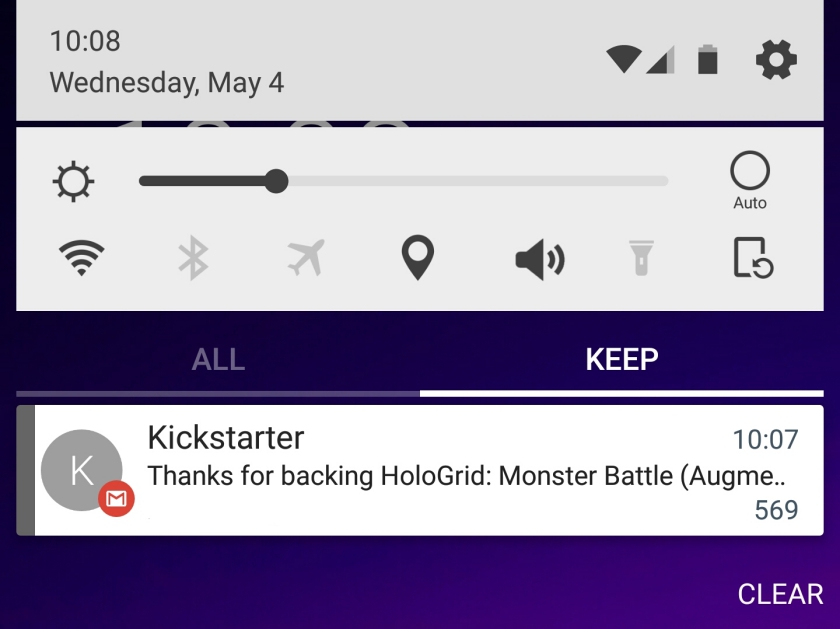 Kickstarter backing email